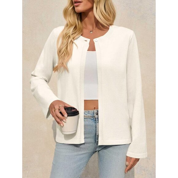 Women's Lightweight Knit Cardigan Open Front Long Sleeve Casual Sweater - Picture 3 of 5